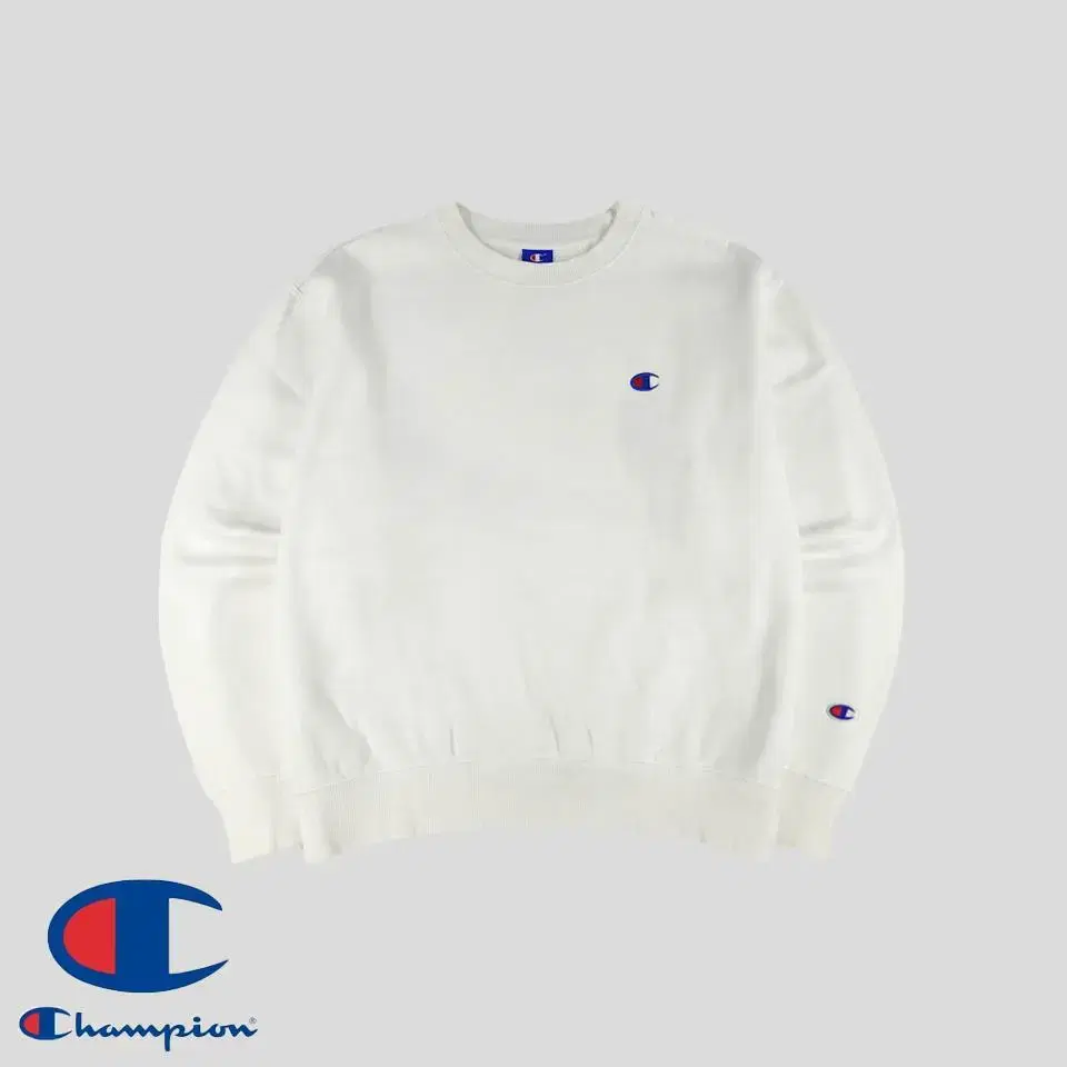 Champion 90s JP White Arm Patch Heavy Cotton Blend Sweatshirt Oversized Brushed Sweatshirt