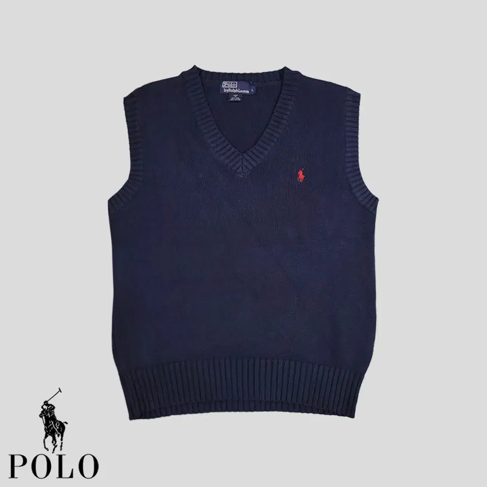 Polo Ralph Lauren PigmentNavy RedPony Cotton100 V-Neck Knit Vest