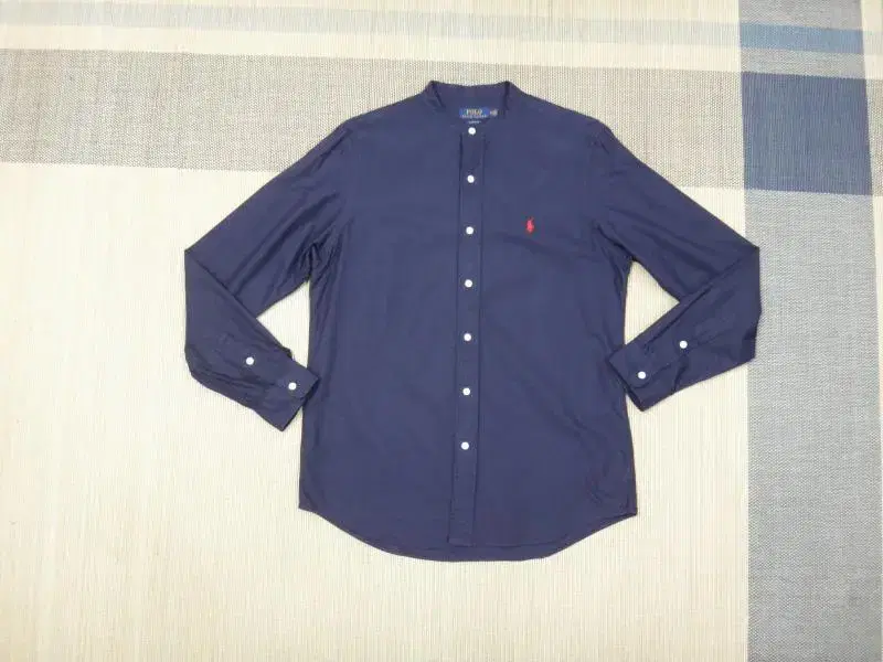 (L/100) Polo Ralph Lauren Navy Solid China Neck Shirt