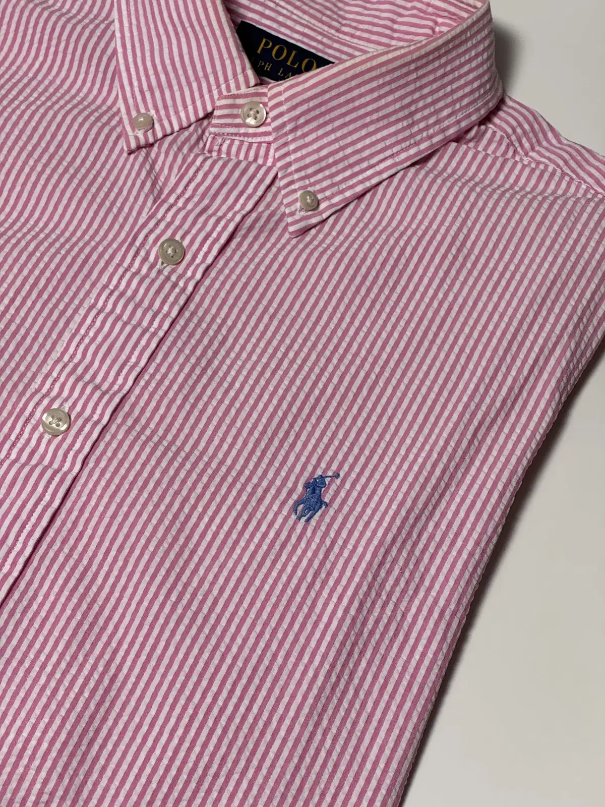 [M] Polo Ralph Lauren Seersucker Stripe Shirt New Genuine QR