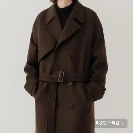 드로우핏 코트 윈터 모노 더블 로브 트렌치코트 (Dark brown)XL