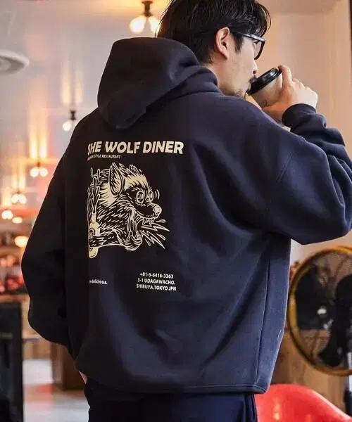 Freakstore x She Wolf Diner Amecazi/Street Sweatshirt Hooded CharcoalL