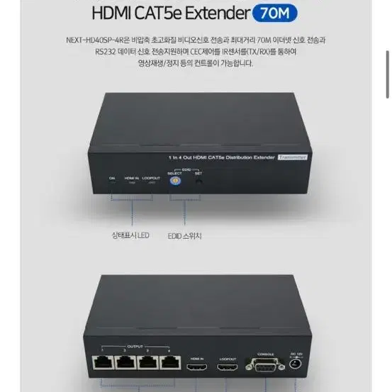 NEXT-HD40SP-4R 1:4 거리연장 HDMI 분배기 화면공유기