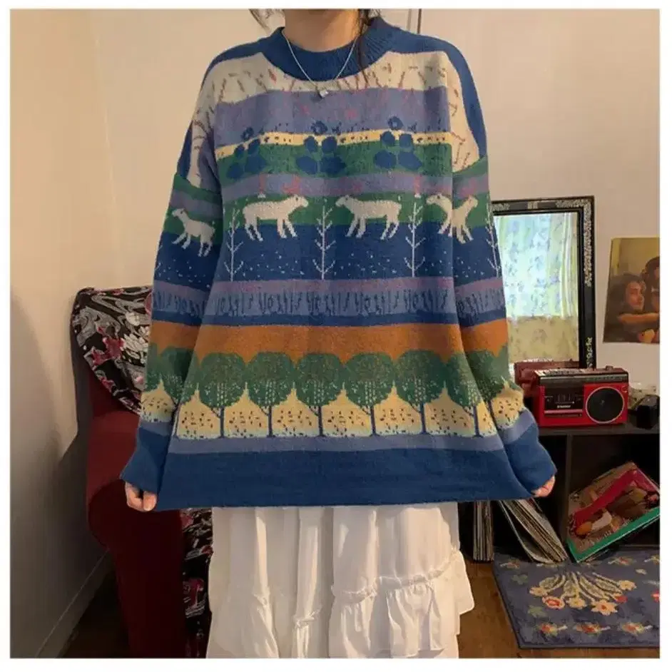 deer tree vintage knit