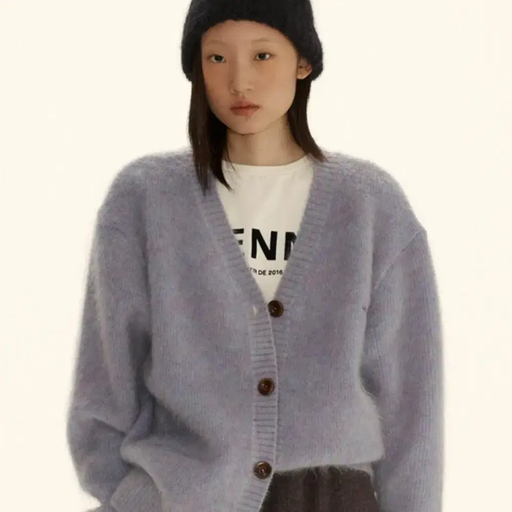 시엔느 Shabby Mohair Cardigan Royal Violet