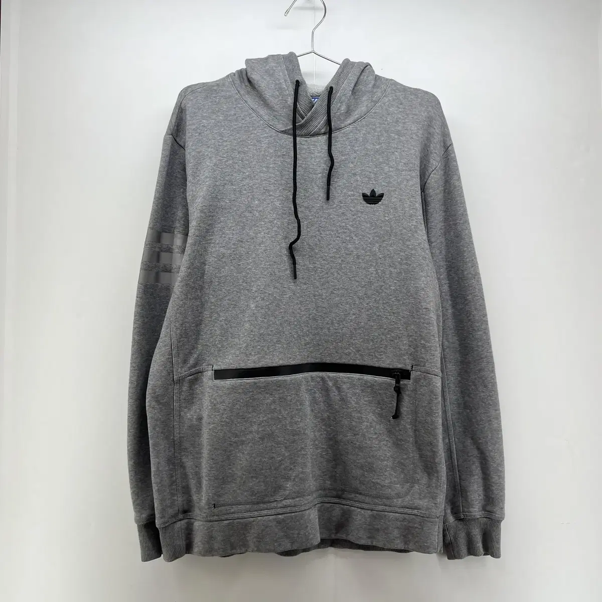 Medium Adidas Originals Pocket Overfit Gray Hoodie with Hoodie Hoodie