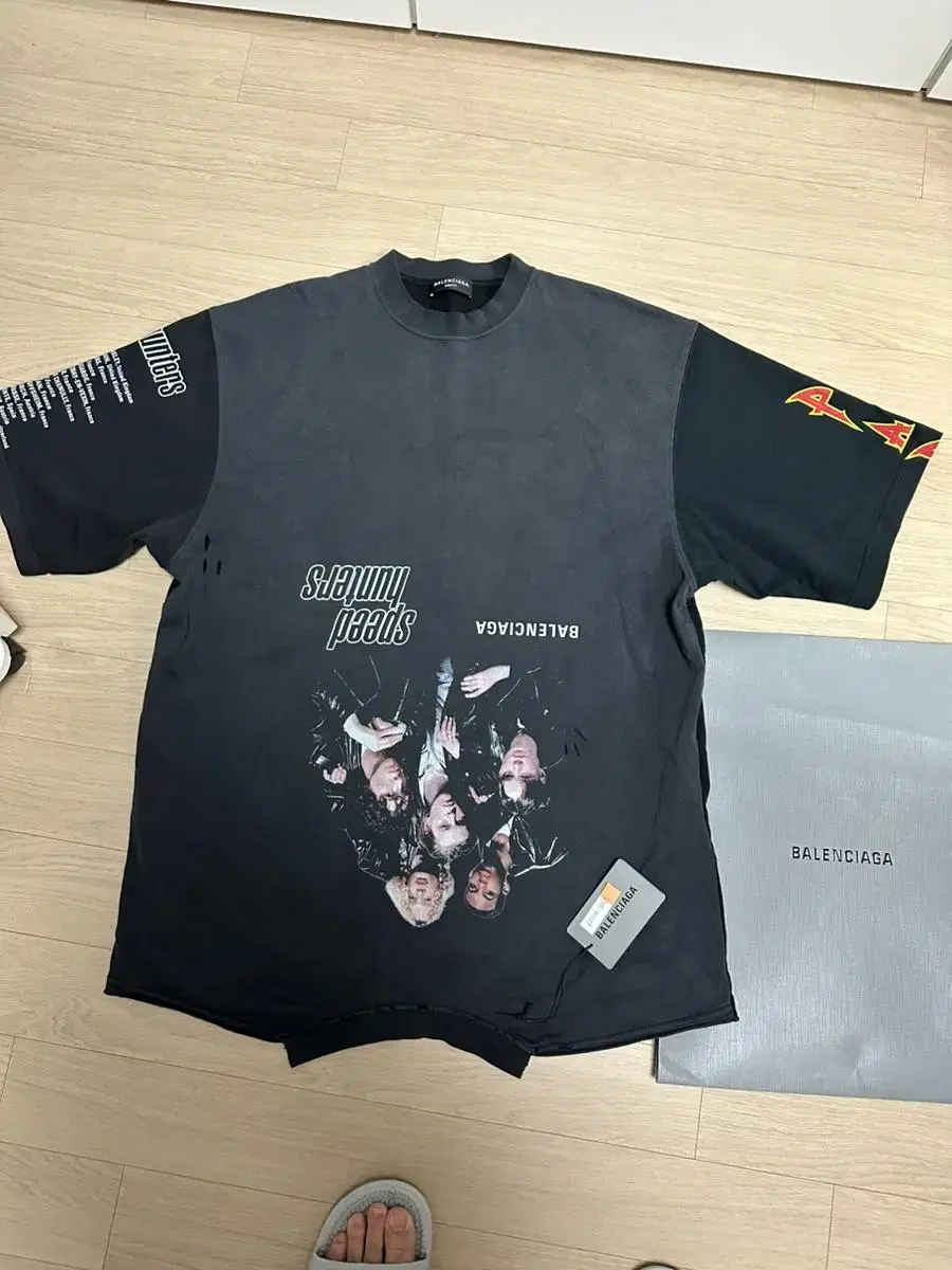 [3] Balenciaga Speedhunter logo metal upside-down short sleeve T-shirt