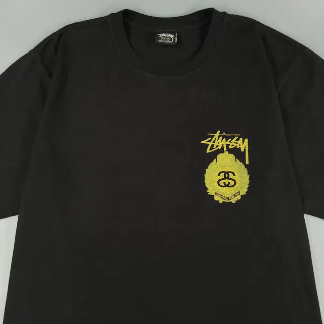 STUSSY 스투시 블랙 더블SS 크라운 프린팅 스트릿 코튼100 반팔