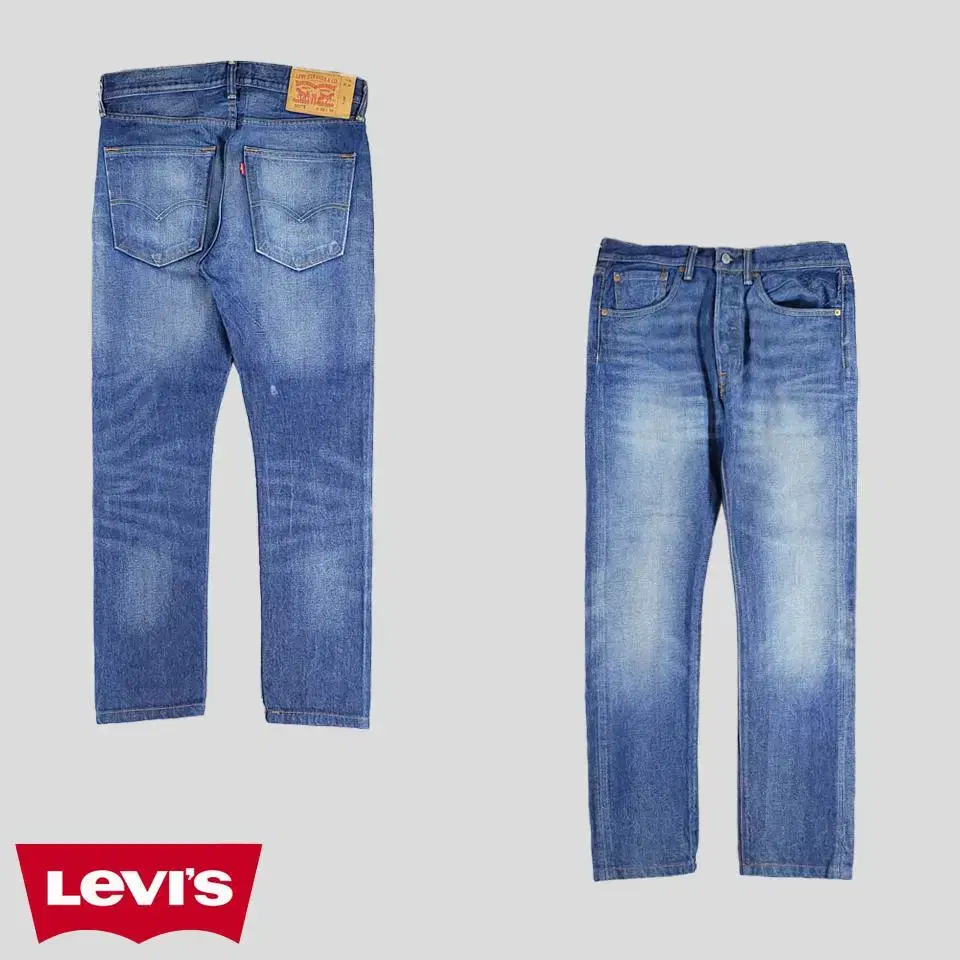 Levi's 501S Medium Blue Wash Slim Straight Fit Button-Fly Jeans Denim Pants