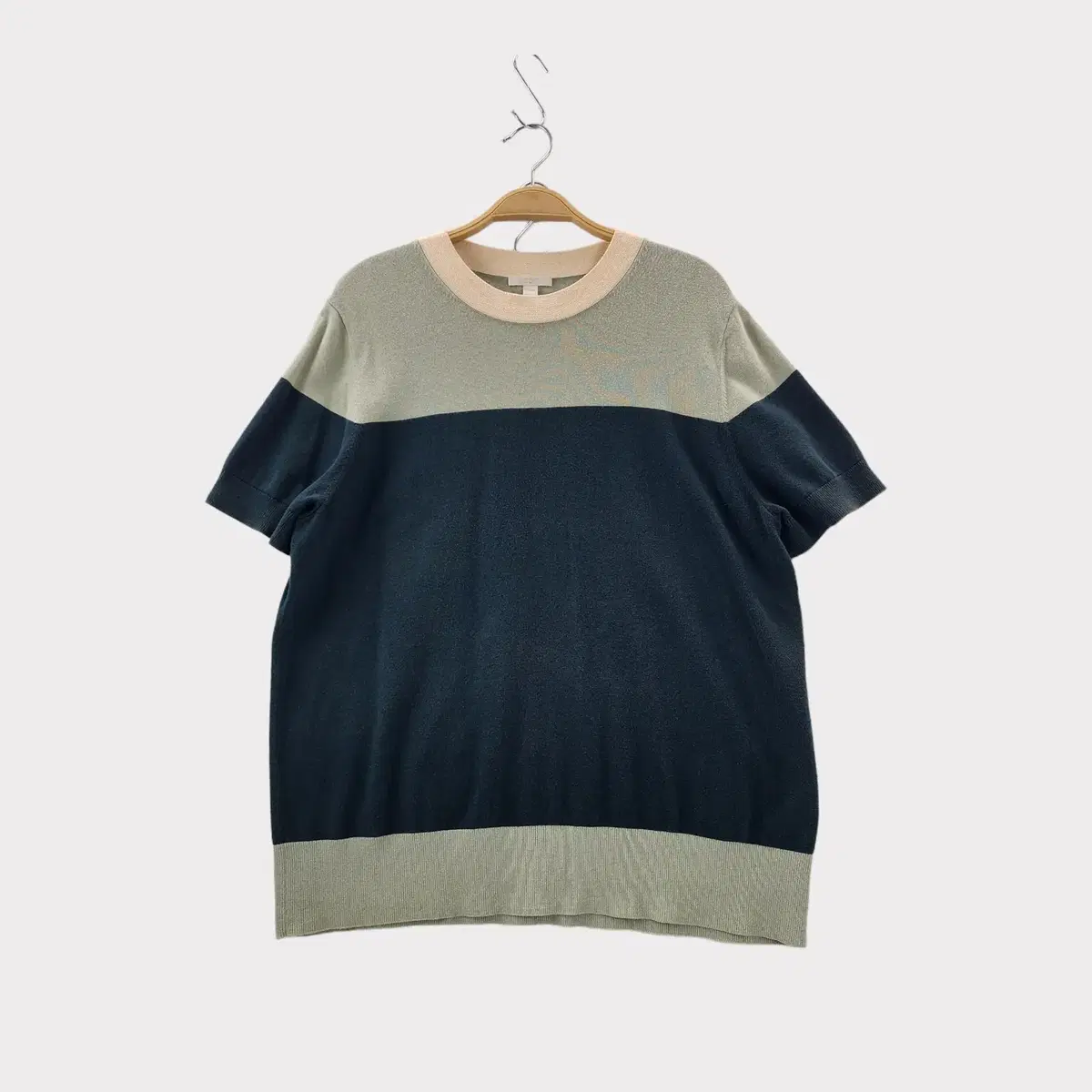 [L] COS Course Colorblocked Short-Sleeved Cotton Knit