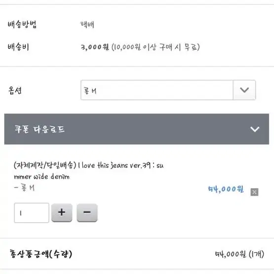 일트제작 39ver 썸머 와이드 데님바지