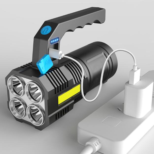 [새상품]  4구 방수 충전식 led 후레쉬 손전등 랜턴