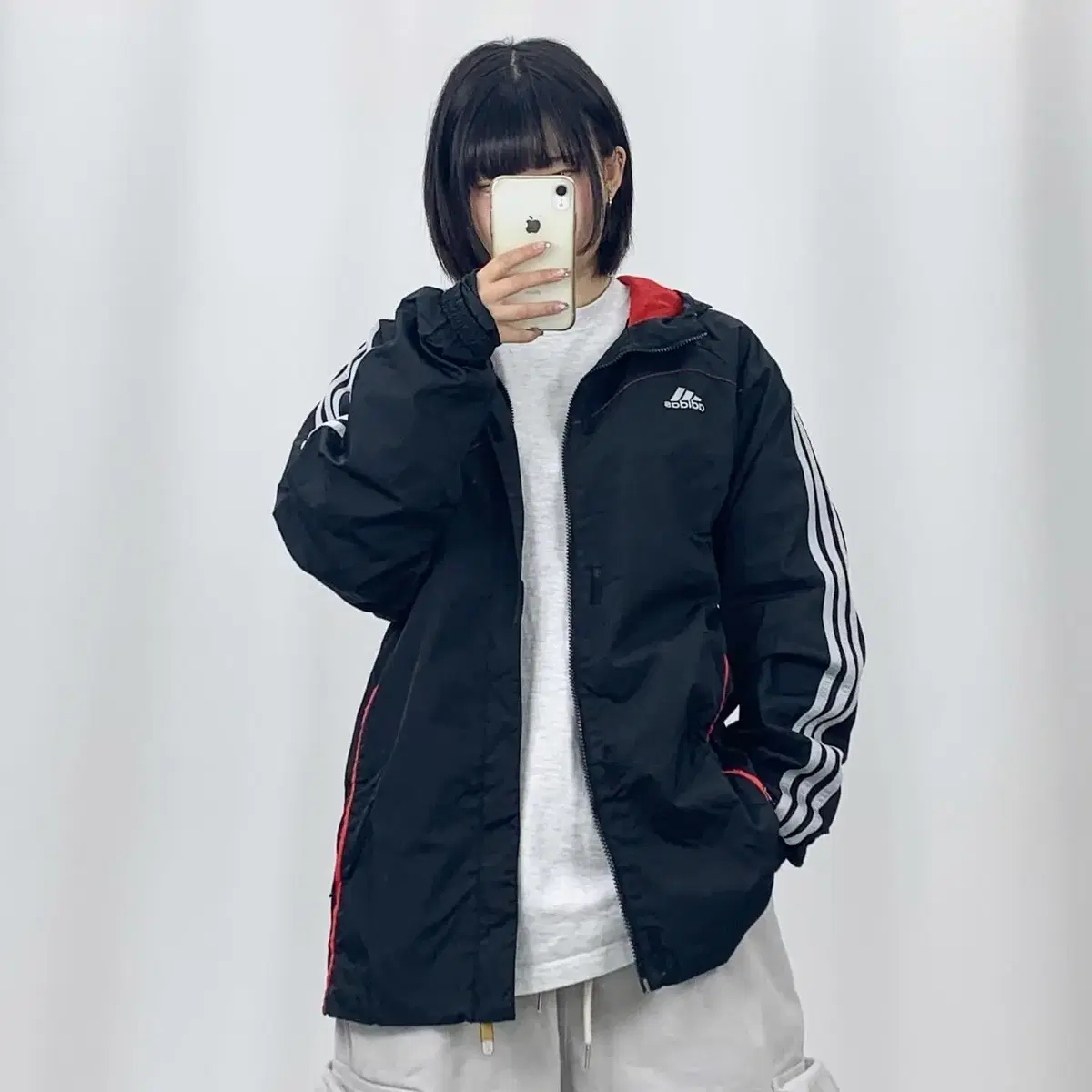 [XL]Adidas Black-Grey Three-Sun Windbreaker CH4317