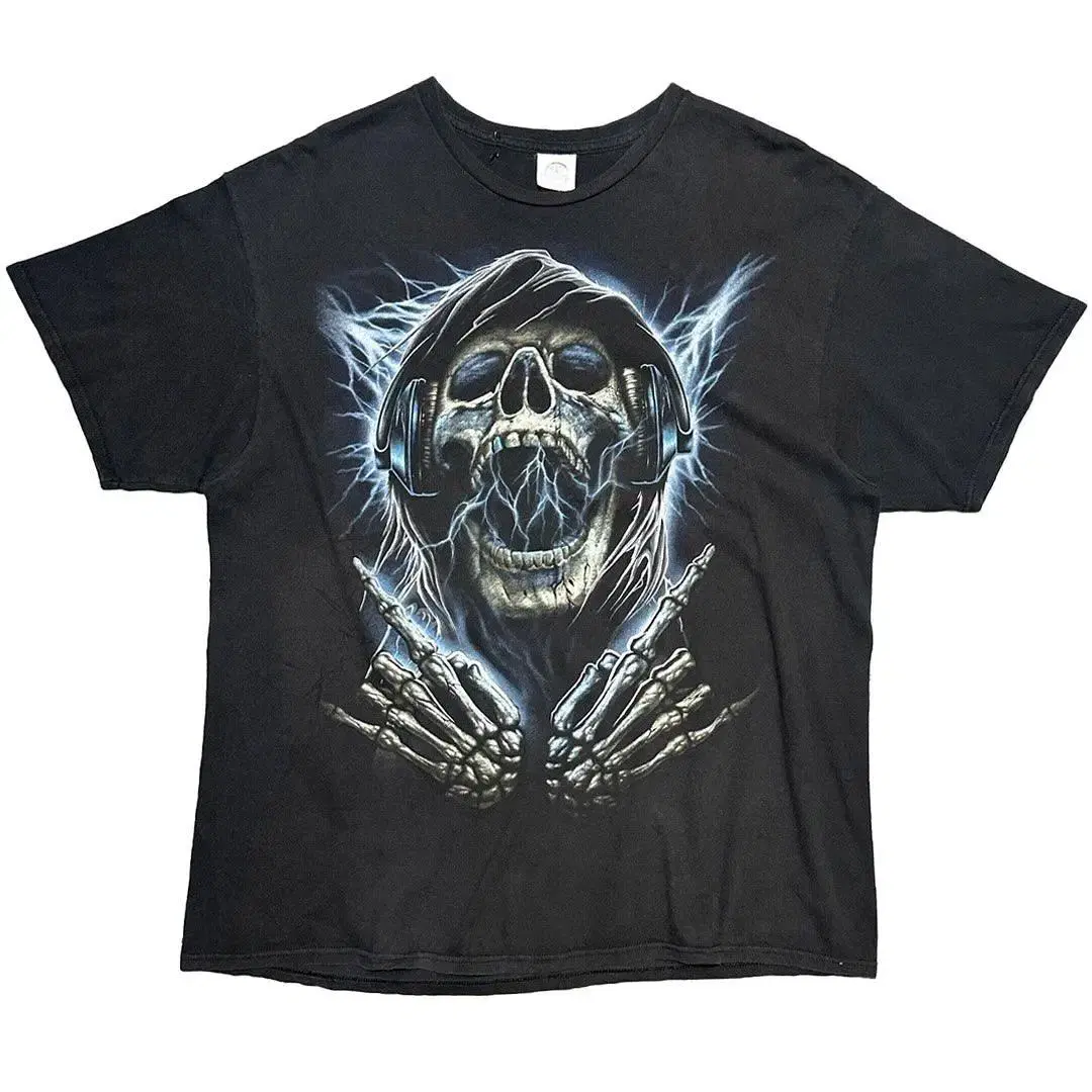 [100-105] Old Metal Skull Gothic Print T-Shirt