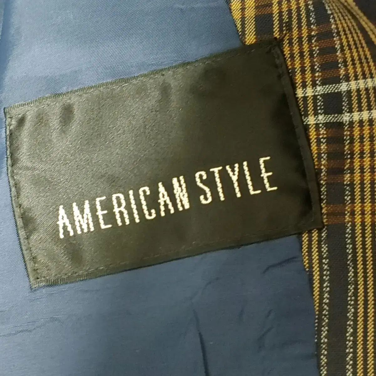 빈티지 AMERICAN STYLE 모직 체크 크롭 자켓 블레이저