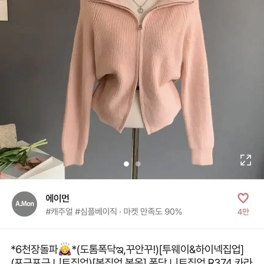 급처) 에이블리 투웨이 하이넥 집업 니트 니트집업 카라 가디건 교신