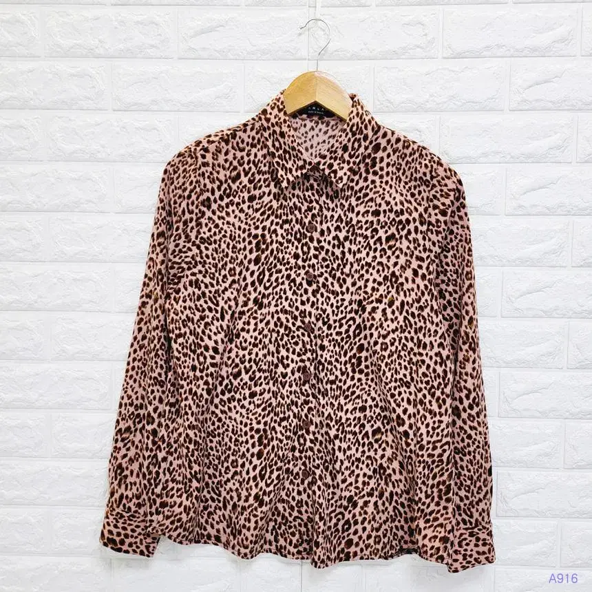 (Free to 66 sizes) Pink leopard shirt blouse (A916)