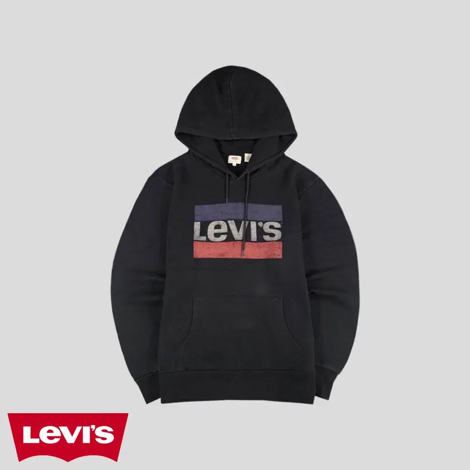 Levi's Pigment Black Vintage Big Logo Printed Cotton100 Sweatshirt Hoodie