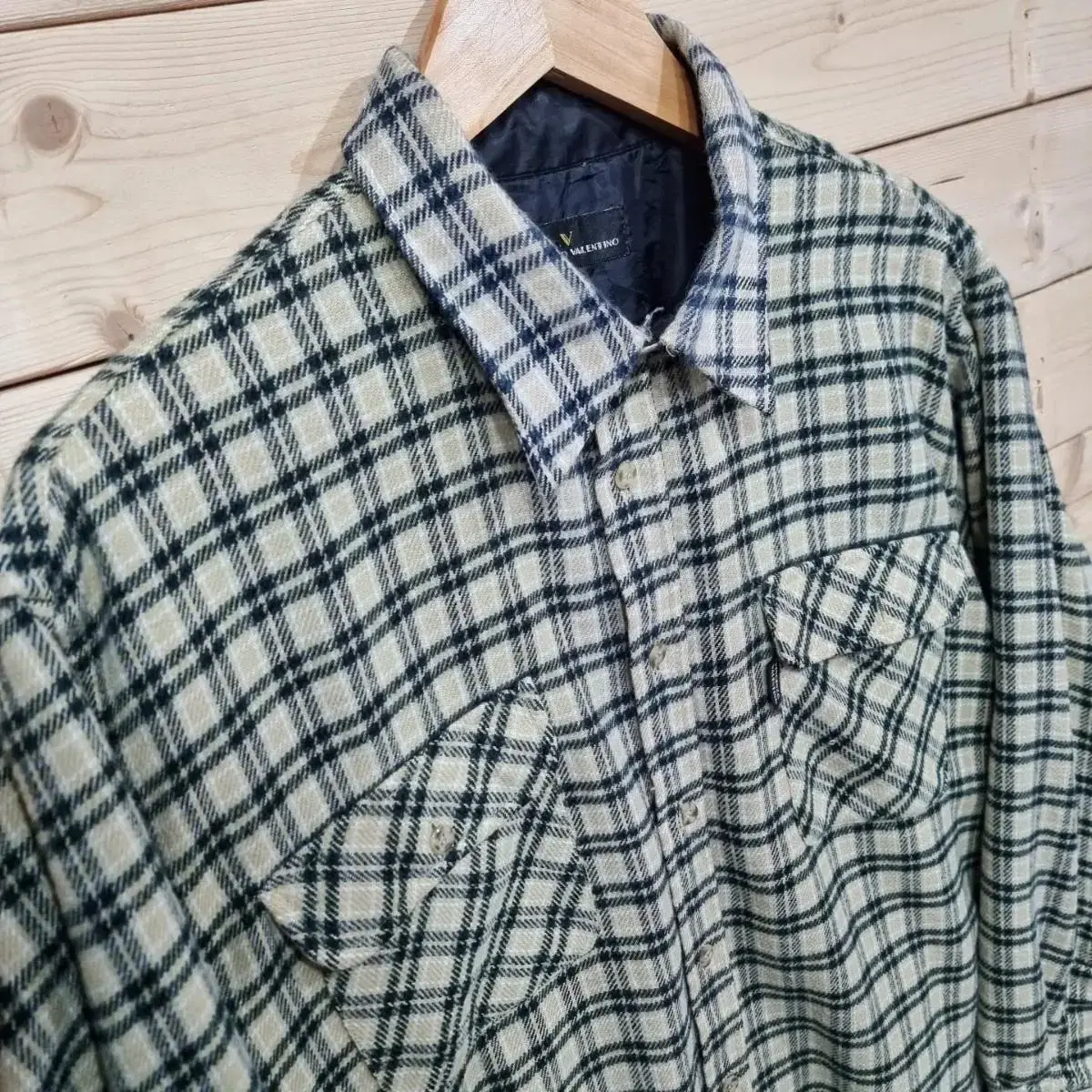 [L] Vincenzo Valentino Tartan check patterned flannel shirt