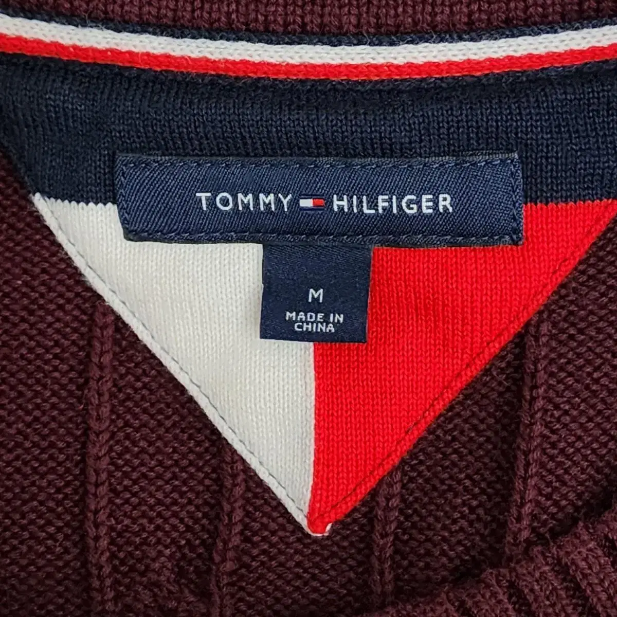 TOMML HILFIGER  라운드 니트 와인 (M)