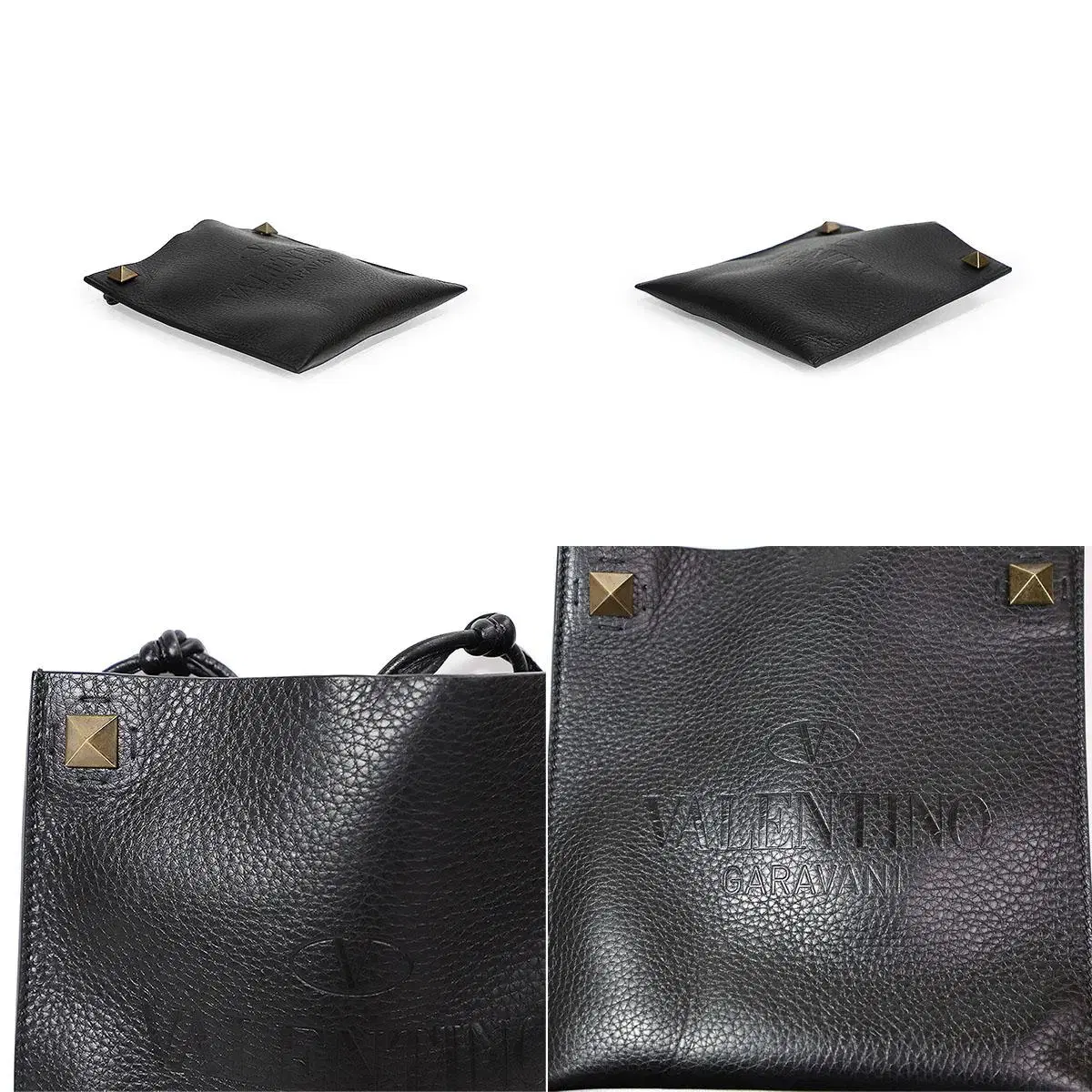 발렌티노 Valentino 블랙 가라바니 로고 락스터드 크로스백