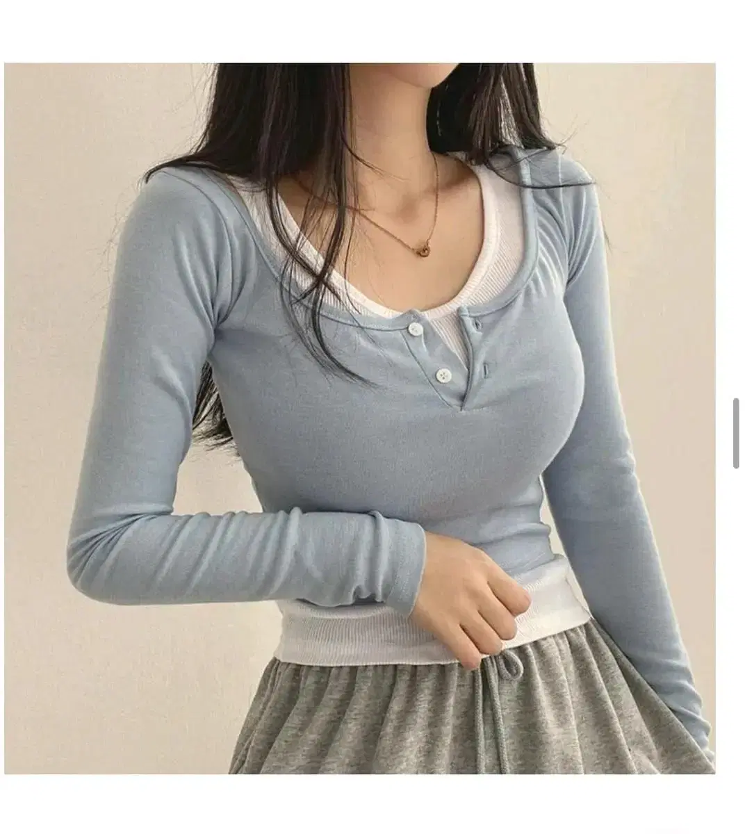 Ablee Sora-colored button crop top set