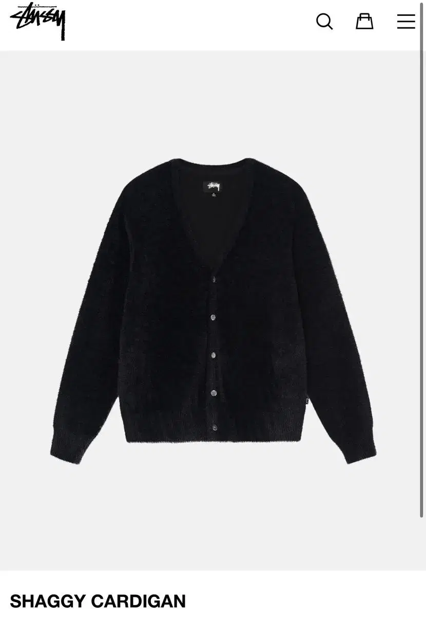 New) Stussy Shaggy Cardigan Black XL