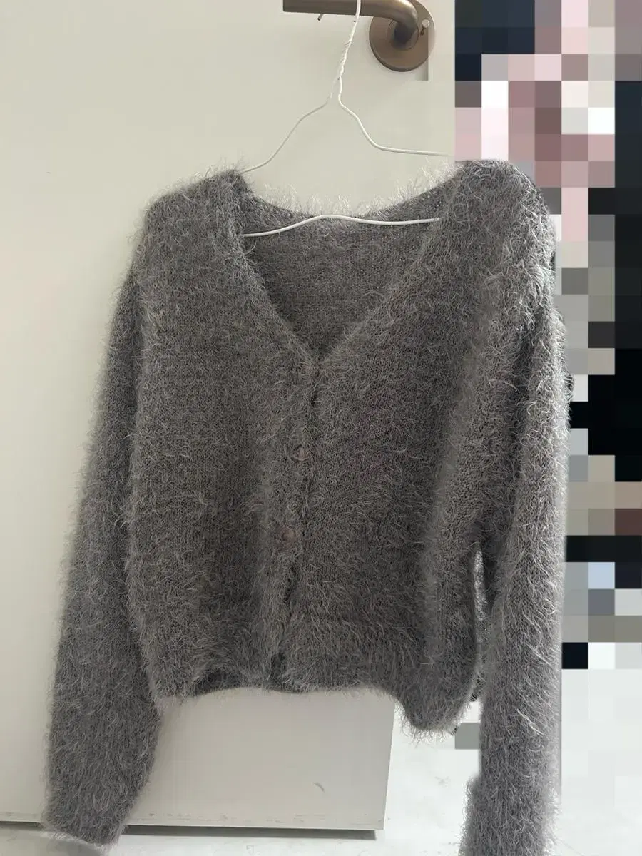 Angora Gray Cardigan Knit Pima