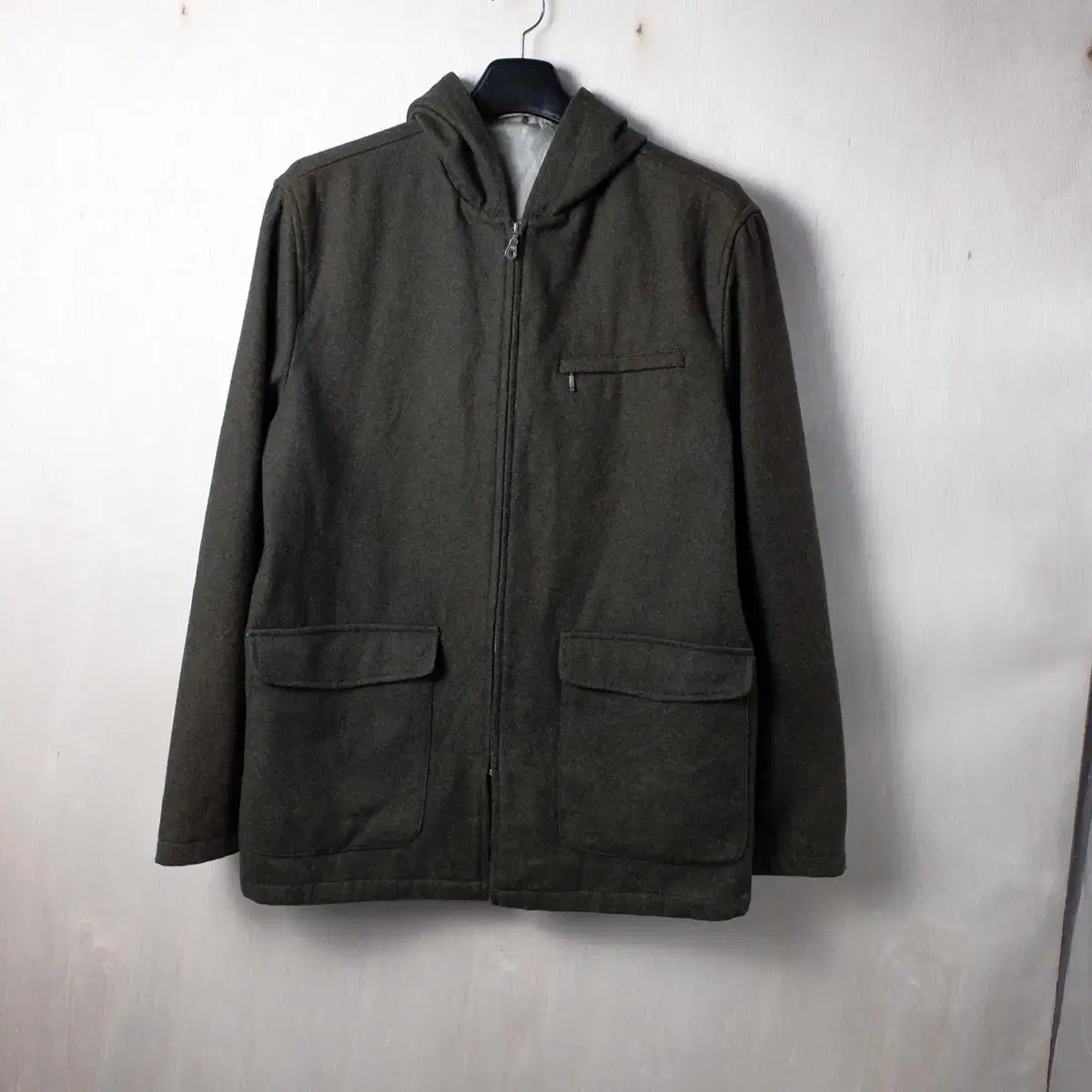 Vtg wool Olive Hoodie Jacket