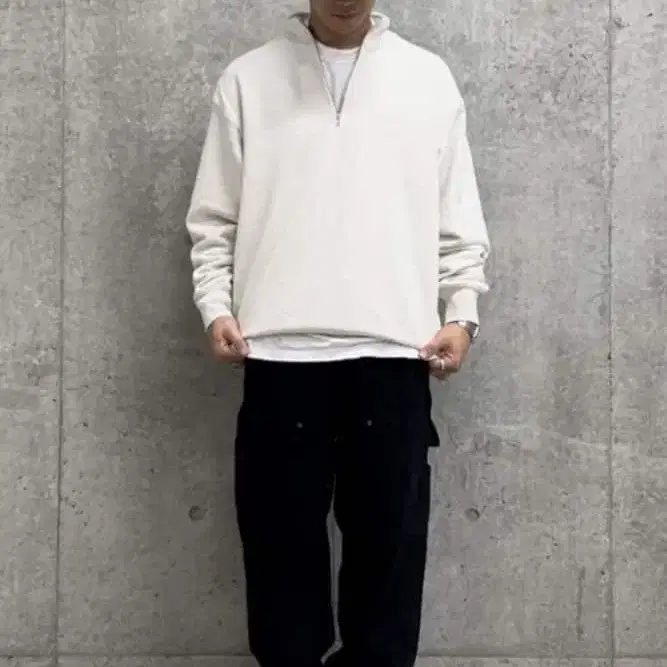 프릭스스토어 24FW 15oz 아메카지/USA코튼 하프 집업 맨투맨 L