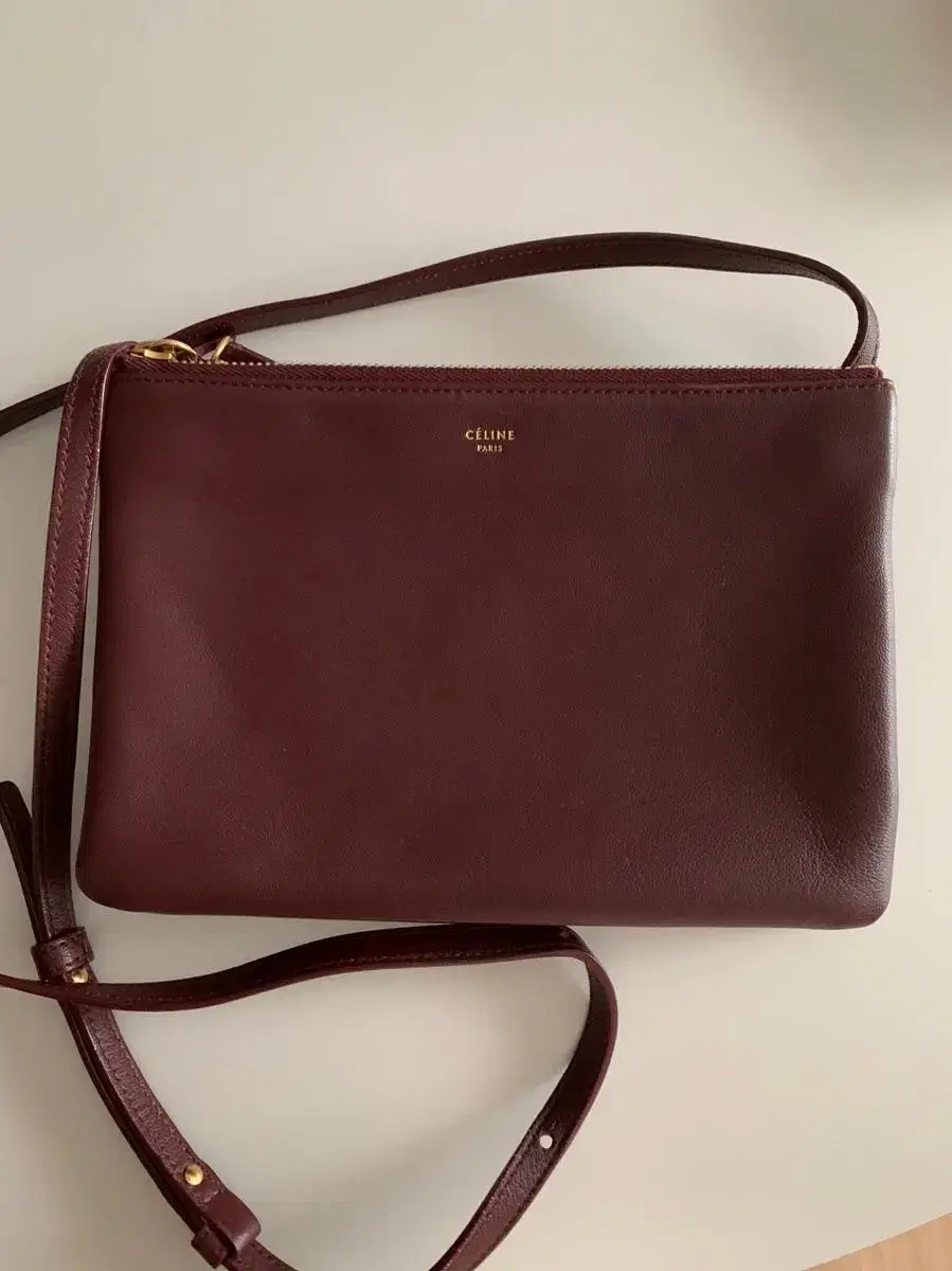 Old Celine Trio Bag Burgundy Original ConditionGood