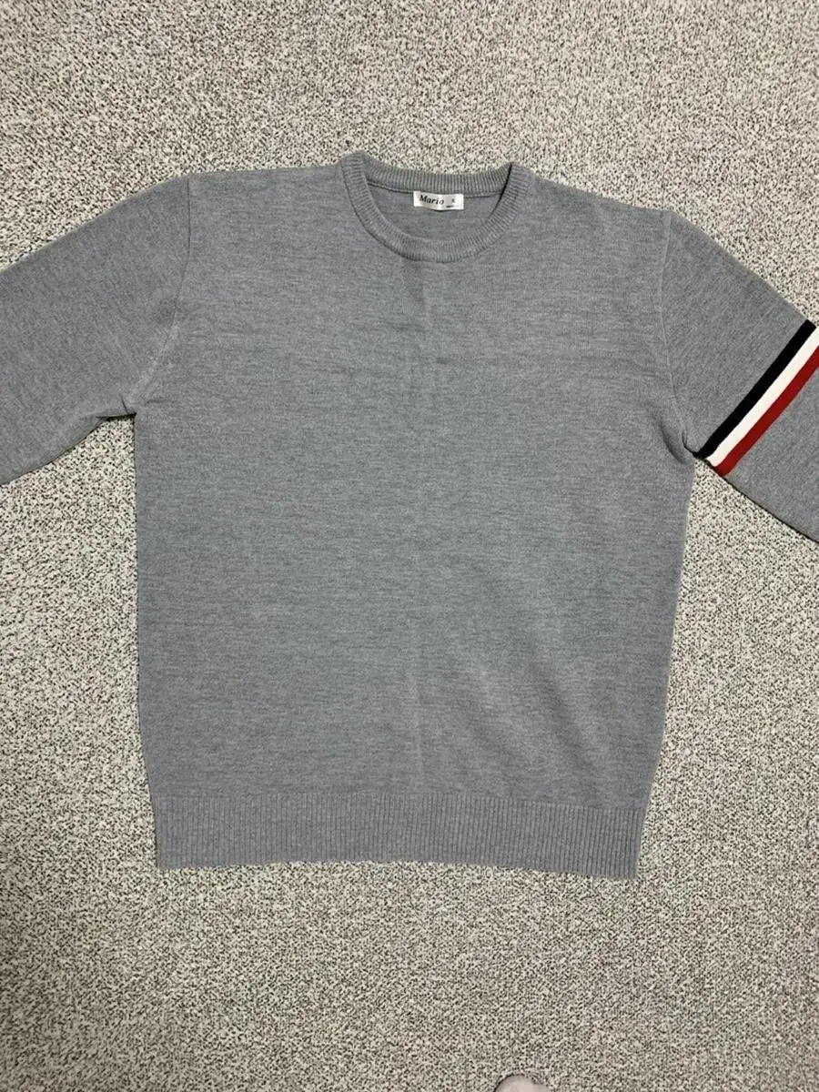 Three-color point knit (gray/XL)