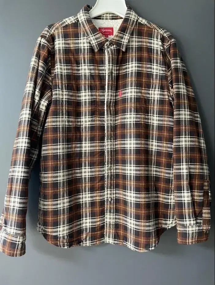 [L] Supreme Fleece Flannel Shirt Brown