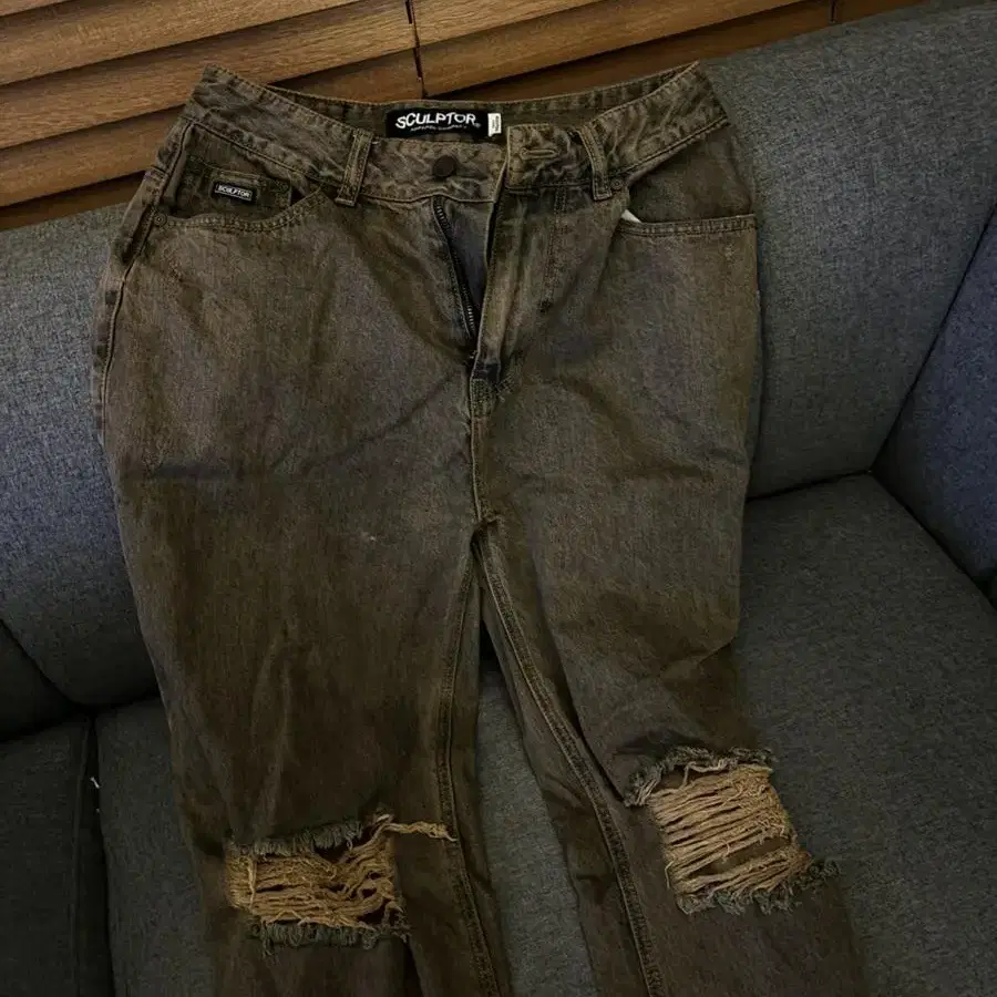 스컬프터 Destroyed Garment Dyeing Denim Pant