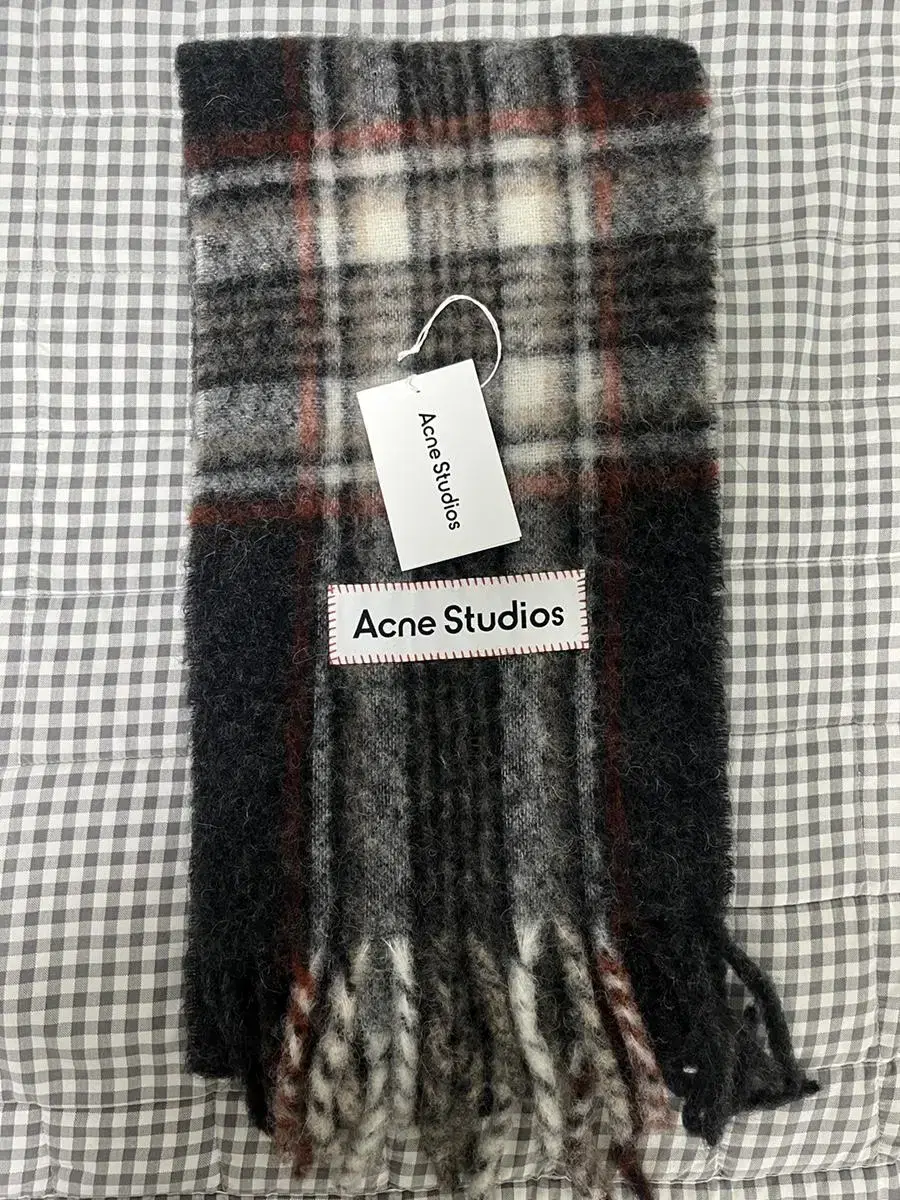 Arc'nestudio Tartan check muffler anthracite gray sells