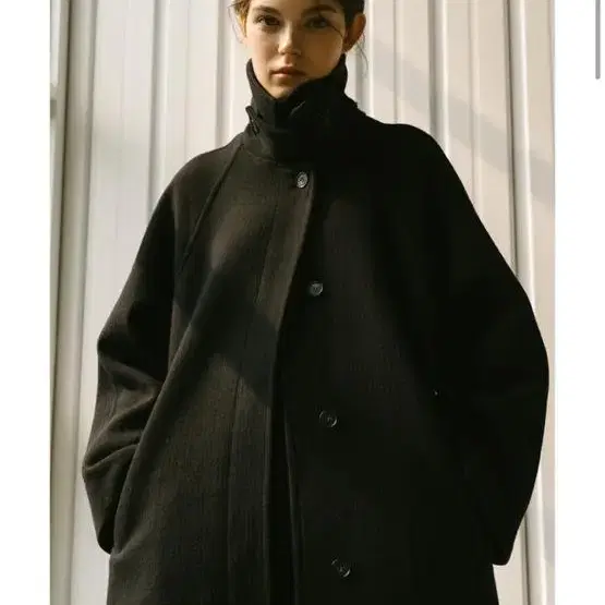 Laminez raglan wool balmacaan coat