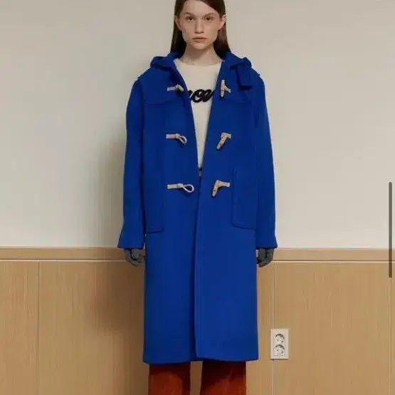 어몽 Among A WOOL HOOD DUFFLE COAT_BLUE