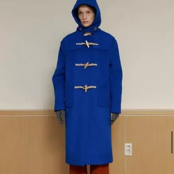 어몽 Among A WOOL HOOD DUFFLE COAT_BLUE