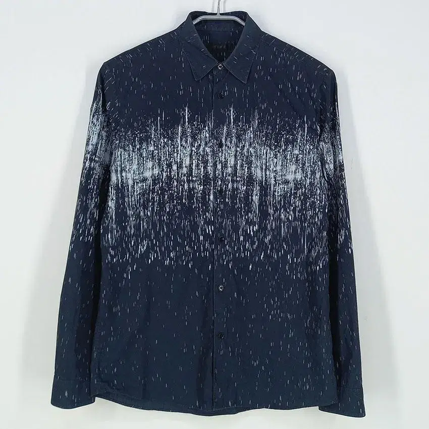 Time Men's Cotton Snowflake Painting Long-Sleeved Shirt Navy (HU21578)