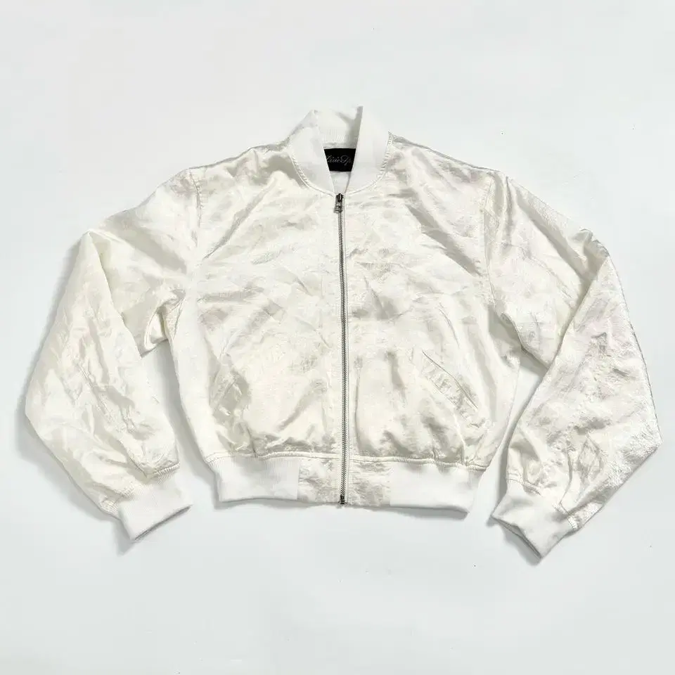 Vintage crop glosy blouson jacket