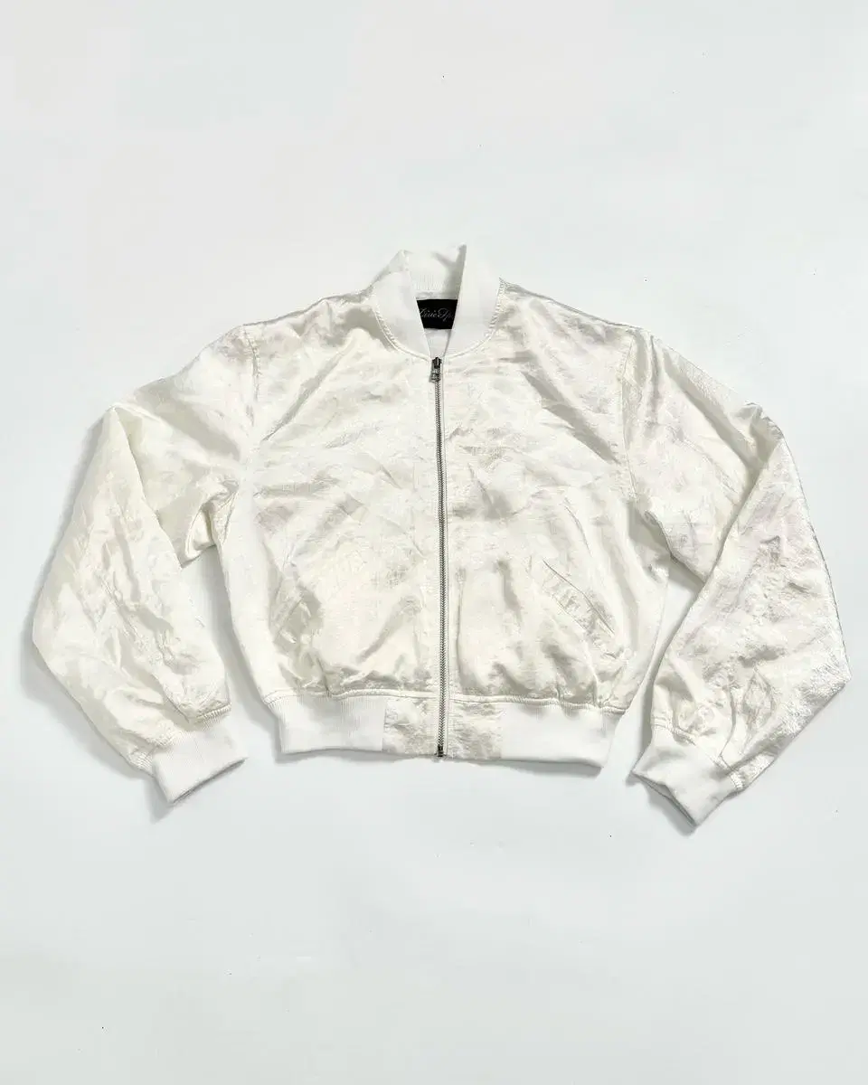 Vintage crop glosy blouson jacket