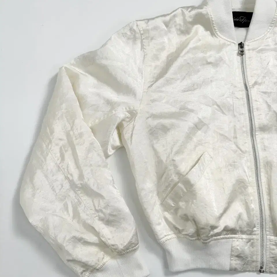 Vintage crop glosy blouson jacket