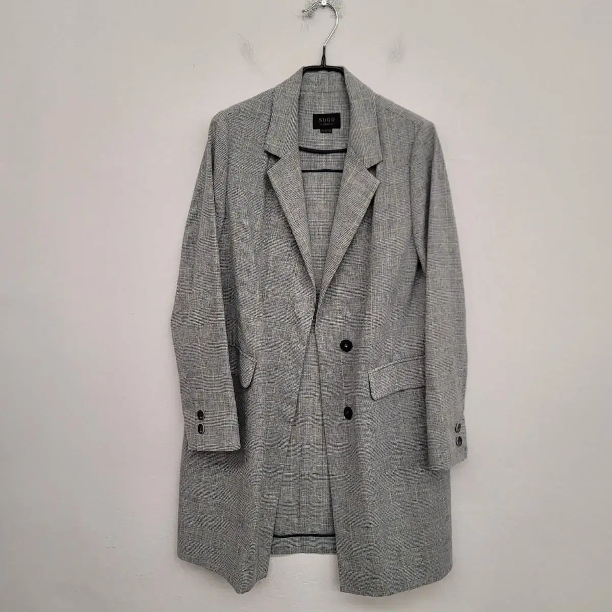 [Women's 55 size] SOGO Check Cotton Linen Blend Coat for Sale.