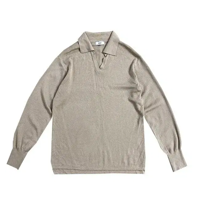 List Henley Neck Beige Lacan Neck Knit