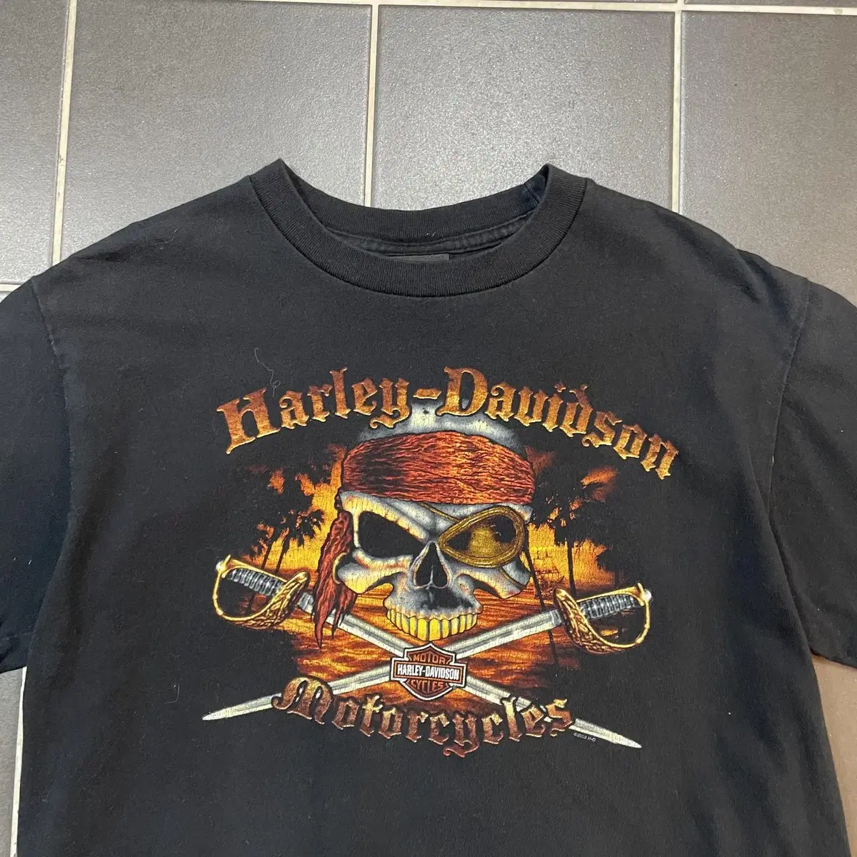 Harley Davidson [L] 할리데이비슨 플레임 스컬 반팔