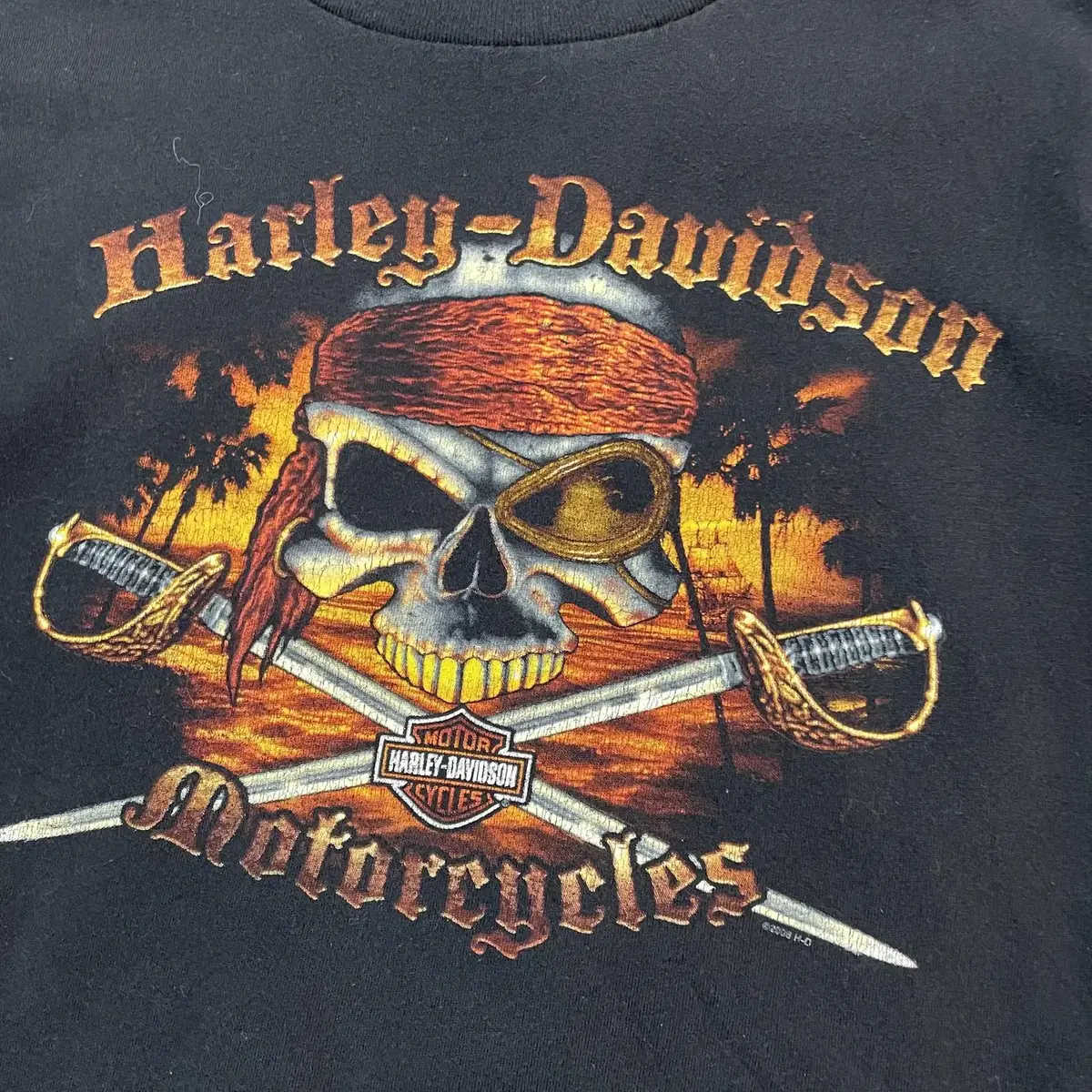 Harley Davidson [L] 할리데이비슨 플레임 스컬 반팔