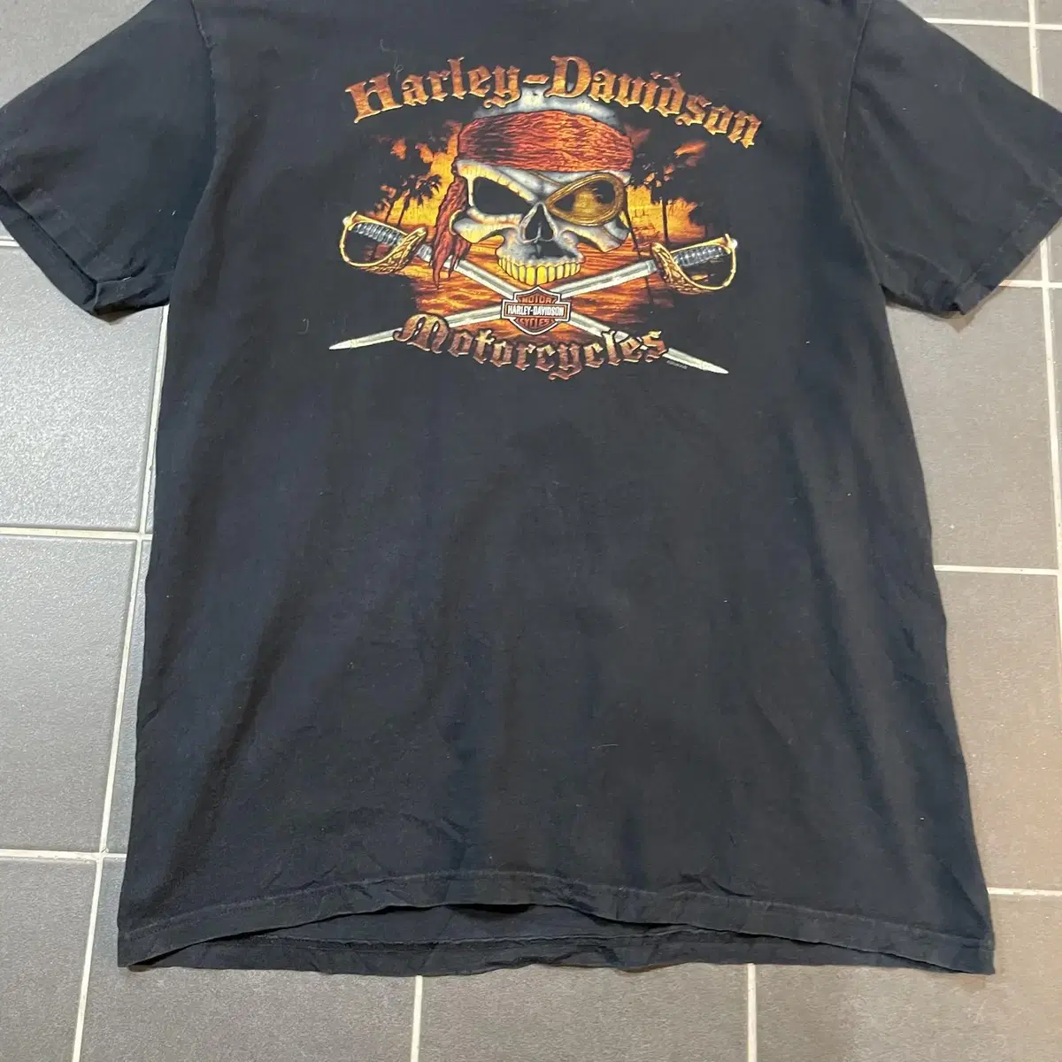 Harley Davidson [L] 할리데이비슨 플레임 스컬 반팔