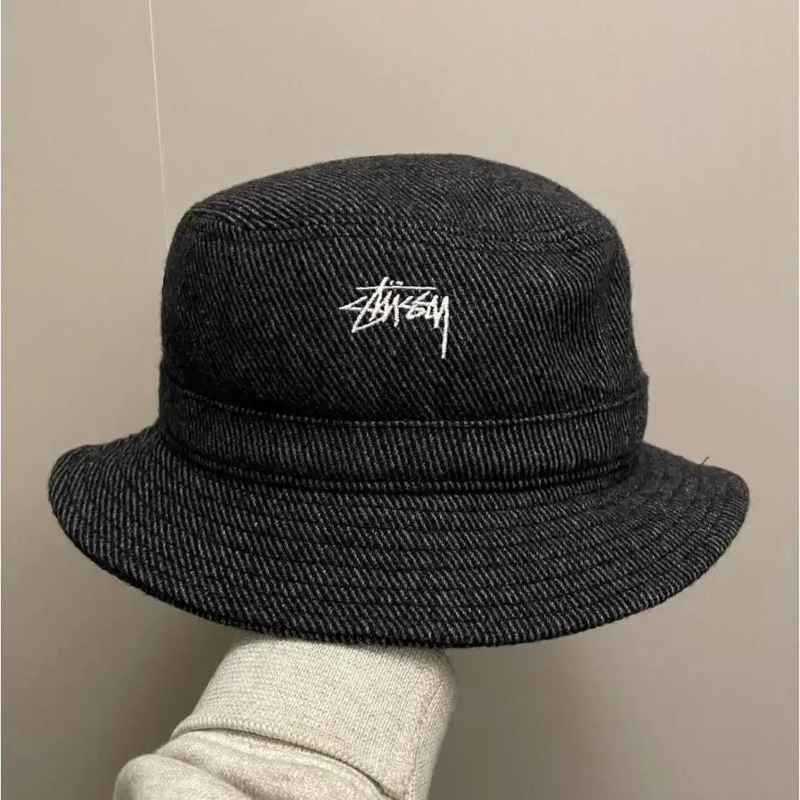 (L)stussy 스투시 헤링본 울 폴리 버킷햇 벙거지모자