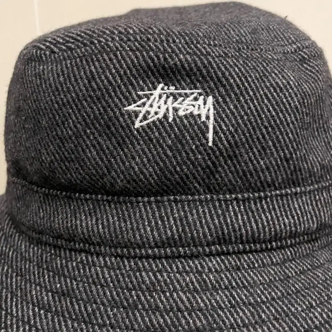 (L)stussy 스투시 헤링본 울 폴리 버킷햇 벙거지모자