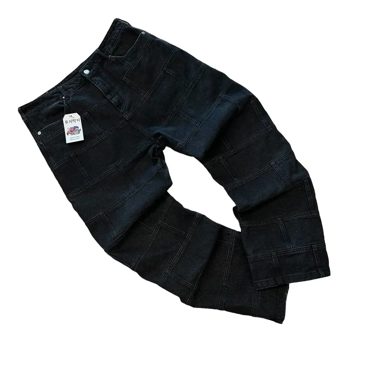 [L] No Manual Brick Black and Blue Denim Pants